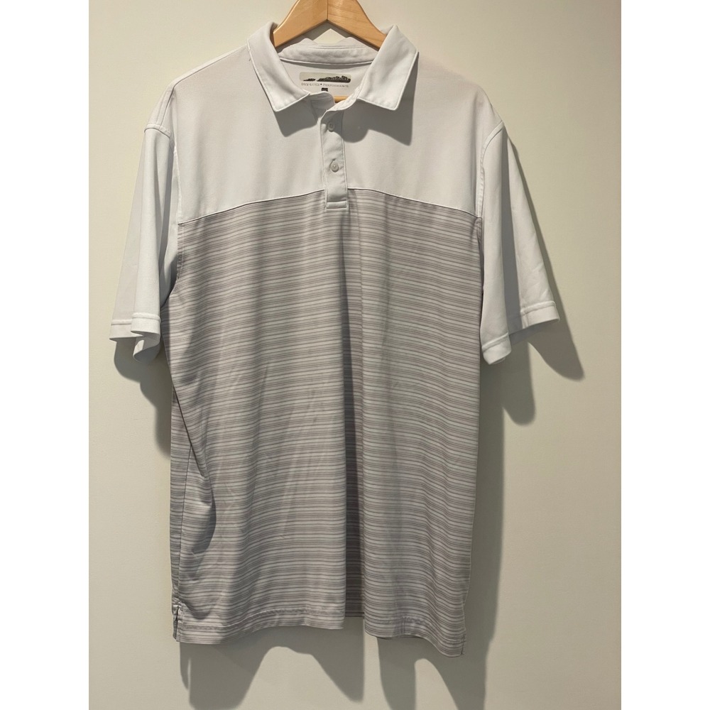 Mens XXL Dry Luxe Performance Polo‎ Shirt Striped Golf Athletic Casual Top